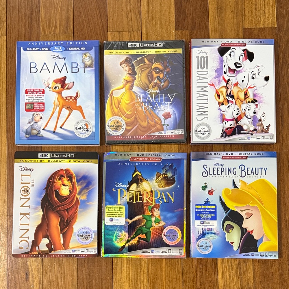 Walt Disney Blu-ray + DVD Signature Collection - LOT OF 6, SEALED!!